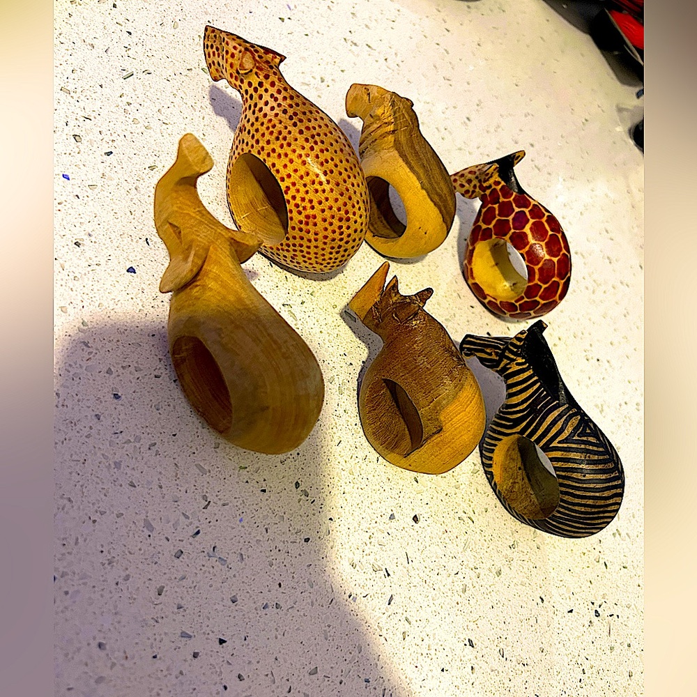 Handcrafted Wooden Animal Napkin Holders - Set of 6